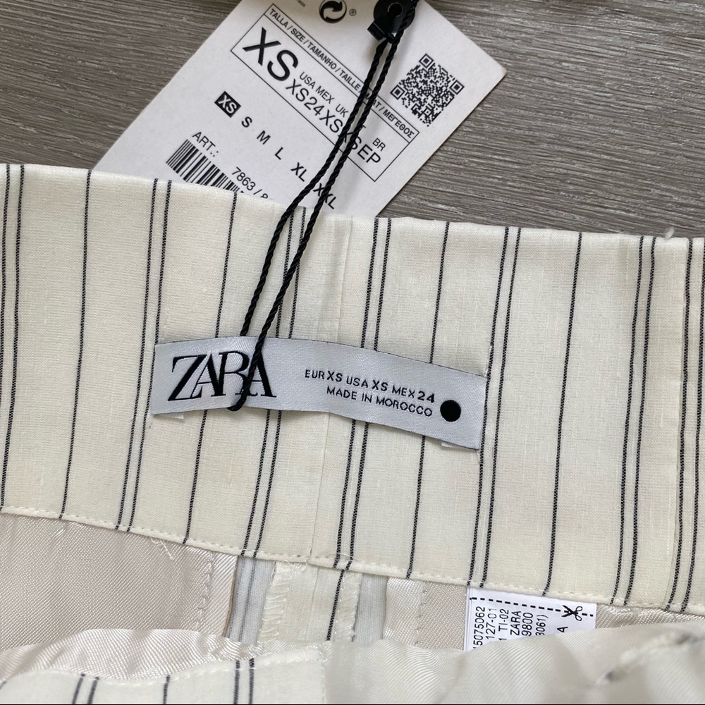 Matching Set - Zara Cropped Striped Blazer with Linen Blend Midi Skirt - Picture 6 of 11